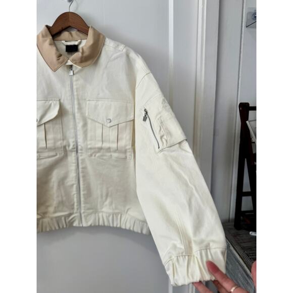 Air Jordan NWT Women's Creme Ivory Utility Bomber Jacket Size Medium Fits S, L - Picture 5 of 16